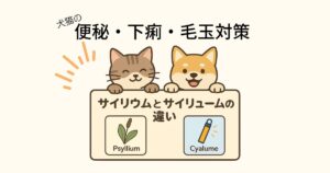 【注目の食物繊維】サイリウムとサイリュームの違いは？犬猫の便秘・下痢・毛玉対策にも